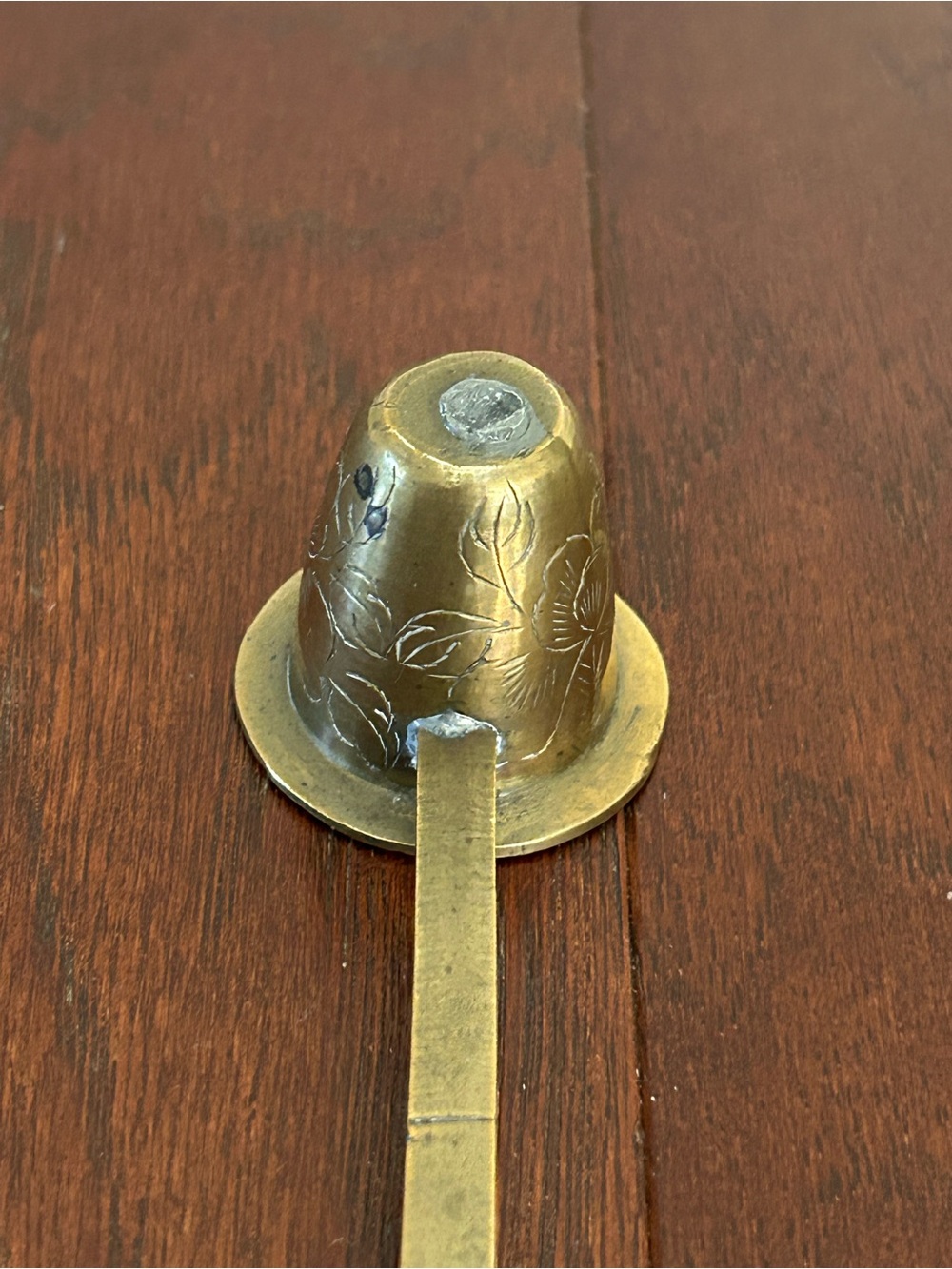 Vintage Mid-Century Etched Solid Brass Candle
Snuffer (Made in India / China) - Picture 5 of 9